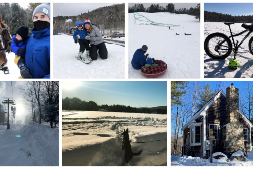 Collage of winter activities at Tuck