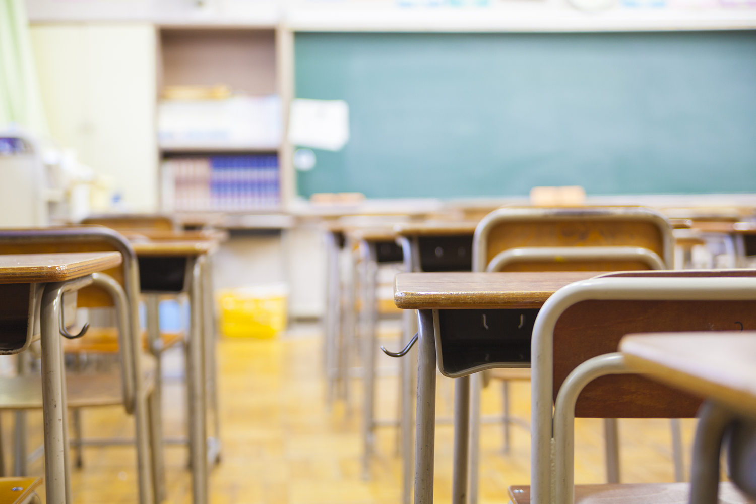 Empty classroom with desks